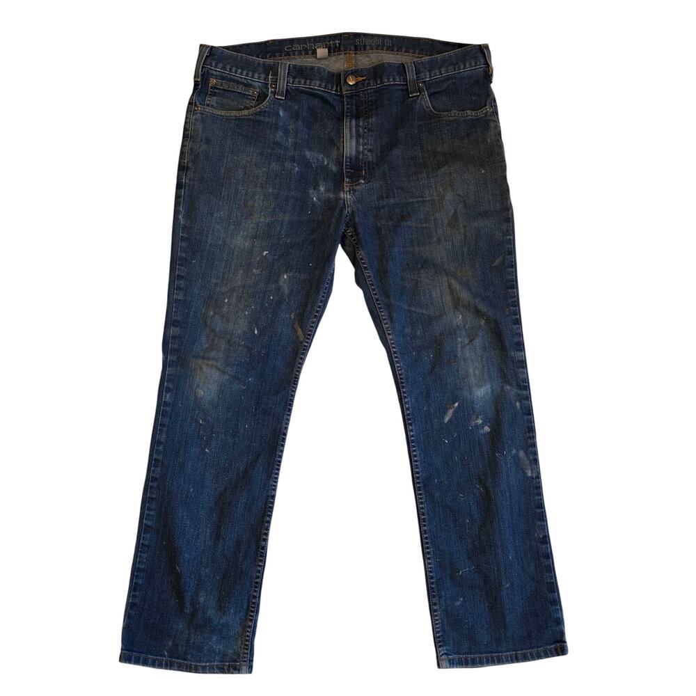Carhartt Trashed Distressed Jeans 40x30 Rugged Flex Straight Fit Workwear Denim